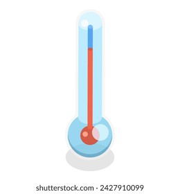 3D Isometric Flat Vector Set of Thermometers, Measuring Temperature Indoor, Outdoor, Health Control. Item 5