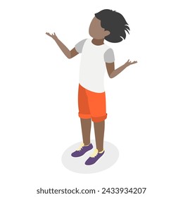 3D Isometric Flat Vector Set of Singing Children , Music School Students. Item 3