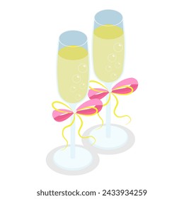 3D Isometric Flat Vector Set of Wedding Elements, Decoration for Marriage Ceremony. Item 4
