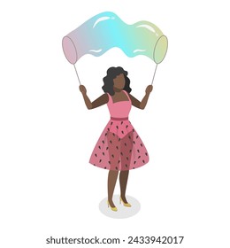 3D Isometric Flat Vector Set of Soap Bubble Show, Entertainment for Kids. Item 6