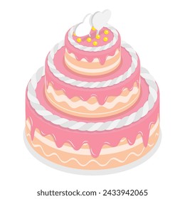 3D Isometric Flat Vector Set of Wedding Elements, Decoration for Marriage Ceremony. Item 7