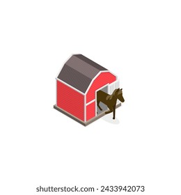 3D Isometric Flat Vector Set of Wild And Domestic Animals With Homes, Poultry Farming. Item 4