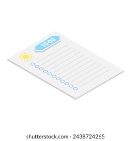 3D Isometric Flat Vector Set of Organized Notebooks, Notes for Daily Planner. Item 4