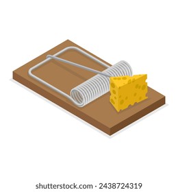 3D Isometric Flat Vector Set of Wild Animal and Insect Traps, Hunting and Trapping. Item 3