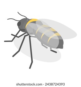 3D Isometric Flat Vector Set of Insects, Bug, Mosquito, Fly, Cockroach, Butterfly. Item 7