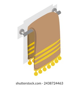3D Isometric Flat Vector Set of Towels, Bathroom Textile. Item 1