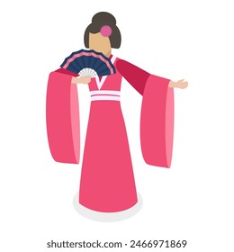 3D Isometric Flat Vector Set of Japan Collection, Ancient Culture Items. Item 8