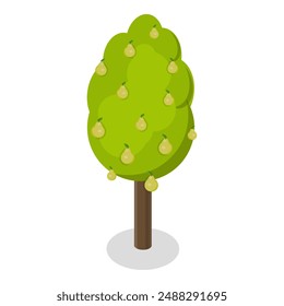 Conjunto de Vector plano isométrico 3D de árbol frutal, cultivo de plantas de jardín. Tema 3