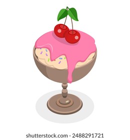 3D Isometric Flat Vector Set of Ice Creams, Collection of Cold Sweet Desserts. Item 2