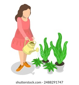 3D Isometric Flat Vector Set of Family Household Activities, Housekeeping. Item 1