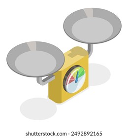 3D Isometric Flat Vector Set of Scales Types, Equipment for Weight Measuring. Item 6