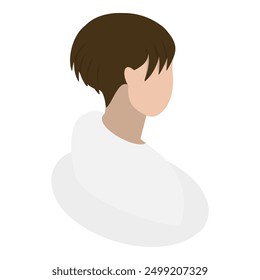 3D Isometric Flat Vector Set of Lady Hairstyles, Rear View. Item 2