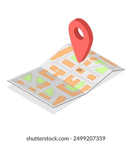 3D Isometric Flat Vector Set of Navigation Items, Navigation Map and Geolocation. Item 5