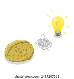 3D Isometric Flat Vector Set of Thinking Process, Psychology Problems Solving. Item 2