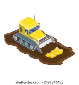 3D Isometric Flat Vector Set of Radioactive Waste Items, Hazardous Waste Management. Item 1