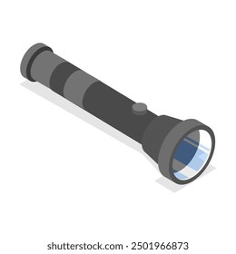 3D Isometric Flat Vector Set of Flashlights, Portable, Hand-held, Pocket and Head electric. Item 4