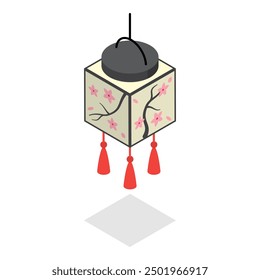 3D Isometric Flat Vector Set of Japanese Or Chinese Lanterns, Asian Holiday Elements. Item 1