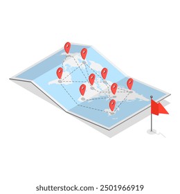 3D Isometric Flat Vector Set of Navigation Items, Navigation Map and Geolocation. Item 6