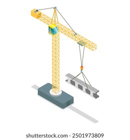 3D Isometric Flat Vector Set of Construction Equipment , Special Machines for the Building Work. Item 7