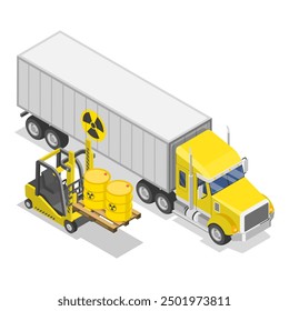 3D Isometric Flat Vector Set of Radioactive Waste Items, Hazardous Waste Management. Item 2