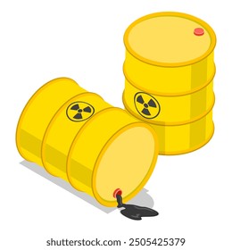 3D Isometric Flat Vector Set of Radioactive Waste Items, Hazardous Waste Management. Item 3