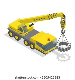 3D Isometric Flat Vector Set of Construction Equipment , Special Machines for the Building Work. Item 8