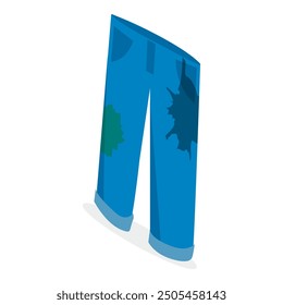 3D Isometric Flat Vector Set of Dirty Clothes, Apparel with Stains. Item 5