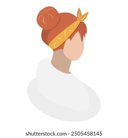 3D Isometric Flat Vector Set of Lady Hairstyles, Rear View. Item 4