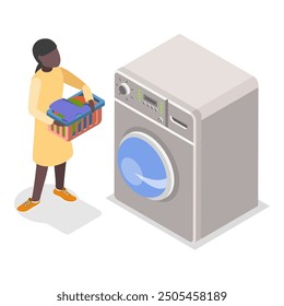 3D Isometric Flat Vector Set of Family Household Activities, Housekeeping. Item 7