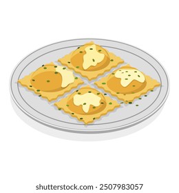 3D Isometric Flat Vector Set of Traditional Italian Cuisine, Mediterranean Food. Item 5