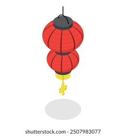 3D Isometric Flat Vector Set of Japanese Or Chinese Lanterns, Asian Holiday Elements. Item 3