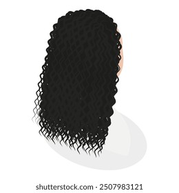 3D Isometric Flat Vector Set of Lady Hairstyles, Rear View. Item 5