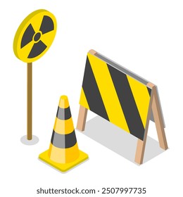 3D Isometric Flat Vector Set of Radioactive Waste Items, Hazardous Waste Management. Item 4