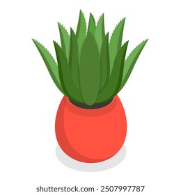 3D Isometric Flat Vector Set of Cactuses, Collection of Houseplants in Flower Pots. Item 1