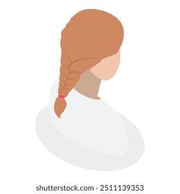 3D Isometric Flat Vector Set of Lady Hairstyles, Rear View. Item 6