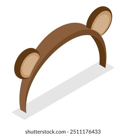 3D Isometric Flat Vector Set of Animals Ears Costumes, Carnival Headbands. Item 7