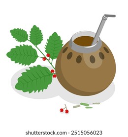 3D Isometric Flat Vector Set of Tea Types, Beverages With Herbal Ingredients. Item 1