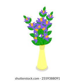 3D Isometric Flat Vector Set of Flower Bouquets , Florist Composition. Item 1