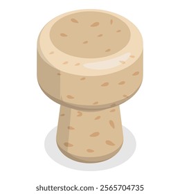 3D Isometric Flat Vector Set of Wine Corks, Stopper Caps. Item 2