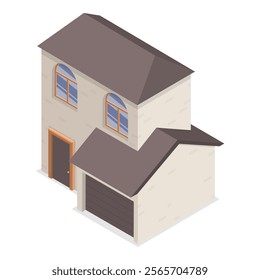 3D Isometric Flat Vector Set of Village Buildings, Various Small and Big Houses. Item 1