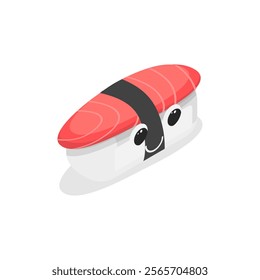 3D Isometric Flat Vector Set of Various Sushi, Rolls and Nigiri Funny Characters, Japanese Traditional Cuisine. Item 7