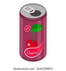 3D Isometric Flat Vector Set of Soda Drinks, Soft Beverages Cans. Item 2