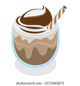 3D Isometric Flat Vector Set of Coffee Beverages, Different Drink Types. Item 4