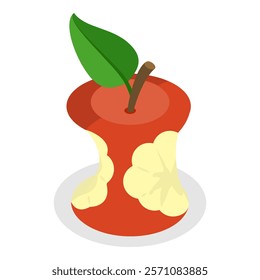 3D Isometric Flat Vector Set of Bitten Apple, Bite Progression. Item 1