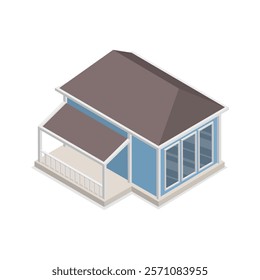 3D Isometric Flat Vector Set of Village Buildings, Various Small and Big Houses. Item 2