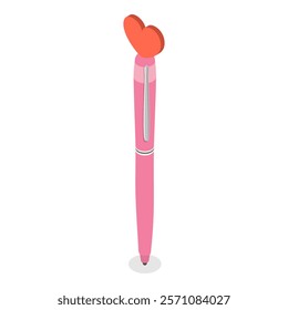 3D Isometric Flat Vector Set of Various Kawaii Pens, Stationery for School and Work. Item 3