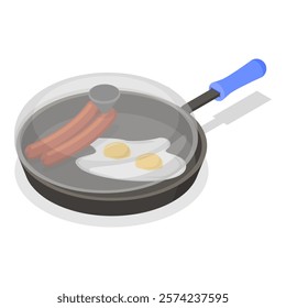 3D Isometric Flat Vector Set of Tableware, Cooking Kitchen Pots. Item 7