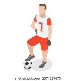 3D Isometric Flat Vector Set of Soccer Elements and Players, Team Sports. Item 4