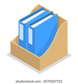 3D Isometric Flat Vector Set of Folders With Files, Business Paperwork. Item 2