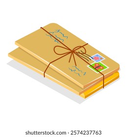 3D Isometric Flat Vector Set of Mailboxes, Post Elements. Item 4